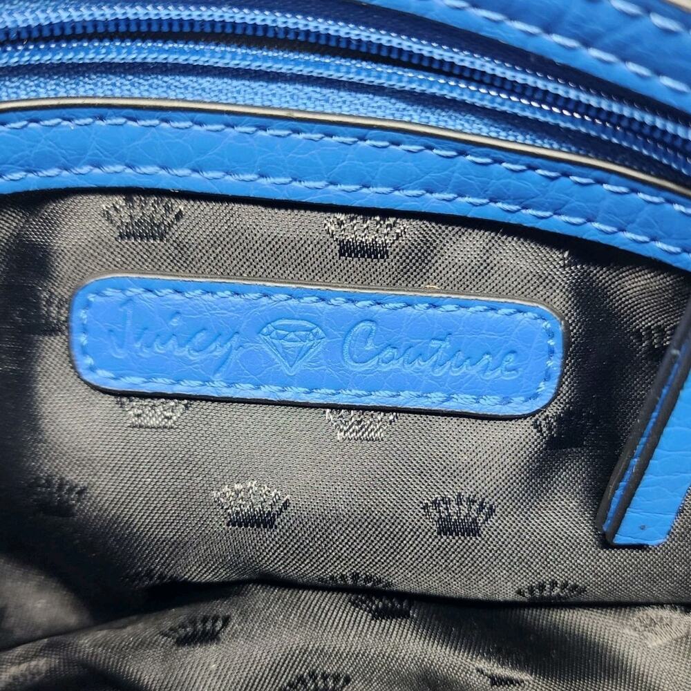 Juicy Couture Purse Crossbody Bag Faux Pebbled Leather Peacock Blue W/ Bag Charm - Picture 7 of 10